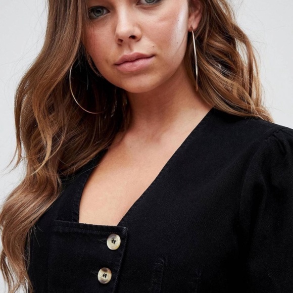 ASOS DESIGN Black Denim Crop Top - Picture 3 of 6